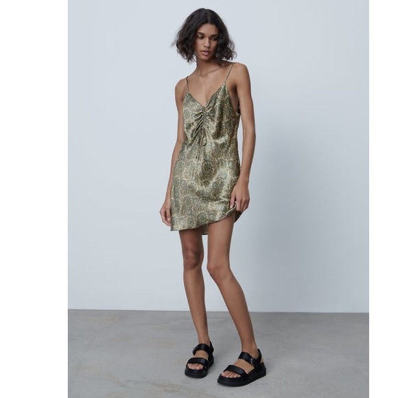 Zara Dresses Zara Satin Effect Print Dress Poshmark